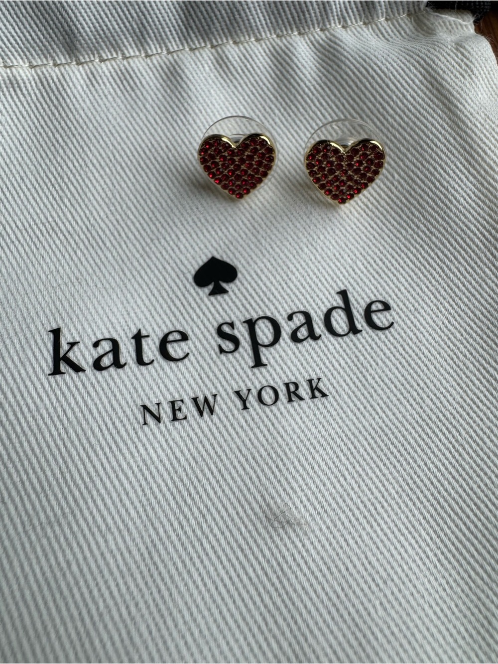Kate Spade Red Pave Heart Stud Earrings